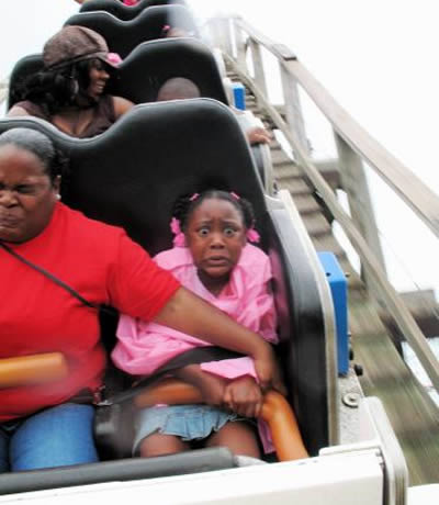 terrified on a roller coaster